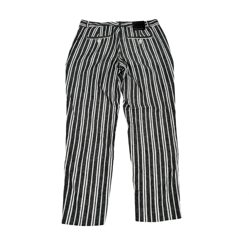 Banana Republic Avery Linen Blend Striped Ankle Pants Size 2 NWT Gray White